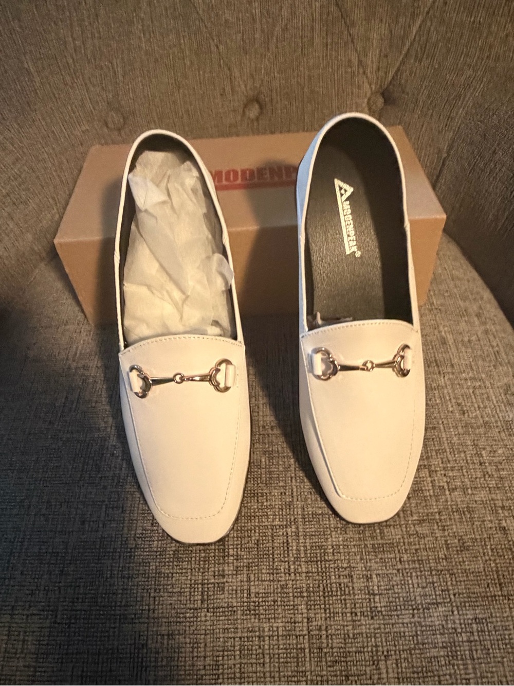 Unbranded women’s white Slip-On Loafers with Metal Bit